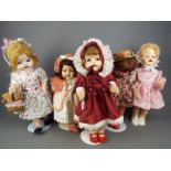 Vintage Dolls- Five dolls with sleeping blue eyes and moulded mouths,some with teeth.