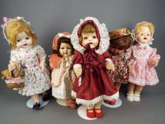 Vintage Dolls- Five dolls with sleeping blue eyes and moulded mouths,some with teeth.