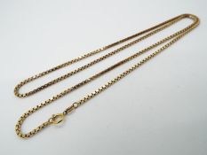 An Italian 9ct gold box chain necklace, stamped 375, 56 cm (l) and approximately 9.6 grams all in.