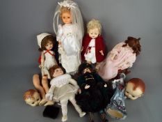 Vintage Dolls - A mixed lot of bisque porcelain costume and composite dolls.