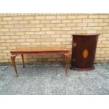 A coffee table, 44 cm x 92 cm x 43 cm, and a corner unit with inlaid decoration,