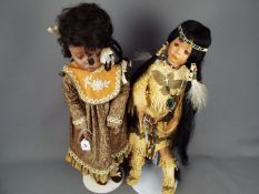 Rubert American Dolls- Two costumed porcelain dolls " Flossie" 1995,