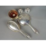 A George V silver dressing table hand mirror and brush, Birmingham assay 1924,