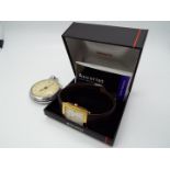 A gentleman's gold plated Accurist wristwatch on brown leather strap and contained in original box