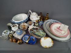 A mixed lot of ceramics to include Keeling & Co Losol Ware meat plates,