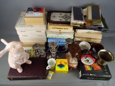 A mixed lot to include ceramics, plated ware, print, doll, Arabia Finland plates,