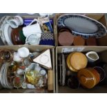 A mixed lot to include ceramics, glassware and similar, four boxes.