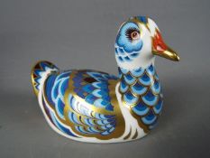 A Royal Crown Derby Rallidae Duck with silver stopper,