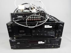 A Philips Digital Compact Cassette recorder model DCC600, an Aiwa Stereo Cassette Deck AD-F800,
