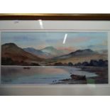 A watercolour depicting a lakeside landscape, signed lower left by the artist Digby Page,