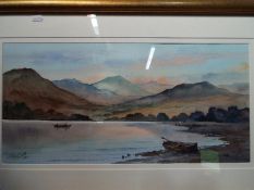 A watercolour depicting a lakeside landscape, signed lower left by the artist Digby Page,