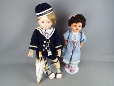 Vintage Dolls - two porcelain dolls,