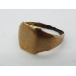 Scrap Gold - A 9ct gold gentleman's ring (shank broken), approximately 3.5 grams all in.