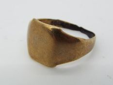 Scrap Gold - A 9ct gold gentleman's ring (shank broken), approximately 3.5 grams all in.