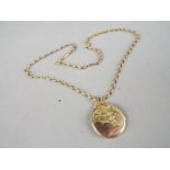 A hallmarked 9ct gold locket pendant on belcher chain (43 cm length) stamped 9ct,