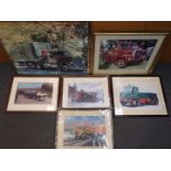 A collection of prints and photographs depicting lorries and commercial vehicles,