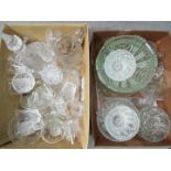 Two boxes of mixed glassware to include decanters, drinking glasses, bowls and similar.