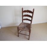 Three early period chairs with rattan seats,