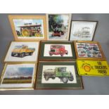 A collection of prints and photographs depicting lorries and commercial vehicles,