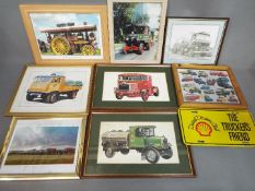 A collection of prints and photographs depicting lorries and commercial vehicles,