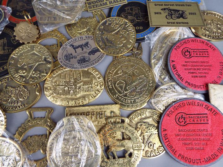 A box of steam fair and rally plaques, badges and similar, predominantly brass. - Image 3 of 4