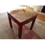 Two lacquered tables with red Oriental decoration, 51.