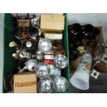 A mixed lot to include ceramics, glassware, plated ware and similar, two boxes.