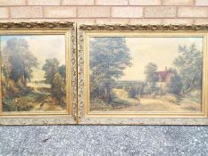 Two ornately framed oleographs by Fiehl Reproductions,
