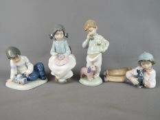 Nao - Four Nao figurines depicting children, largest approximately 18.5 cm (h).