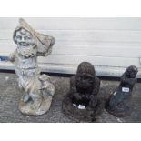 Three reconstituted stone garden ornaments.