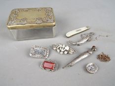 A small quantity of silver and white metal items to include an Edward VII silver and mother of