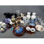 A mixed lot of ceramics and glassware to include Wedgwood Jasper Ware, Royal Doulton,