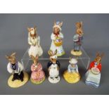 Royal Doulton - Eight Royal Doulton Bunnykins figurines to include 'Bride Bunnykins',