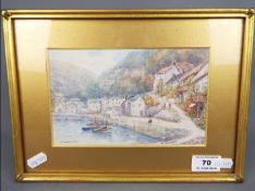 Thomas Herbert Victor (1894-1980) - A small watercolour depicting Lynmouth harbour,