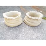 Garden Stoneware - Two small reconstituted stone garden planters in the form of sacks (2)