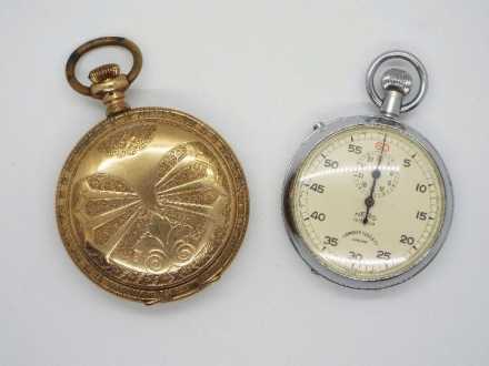 A Nero Lemania stop watch and a yellow m