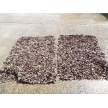 Two unusual leather 'shag' rugs approxim