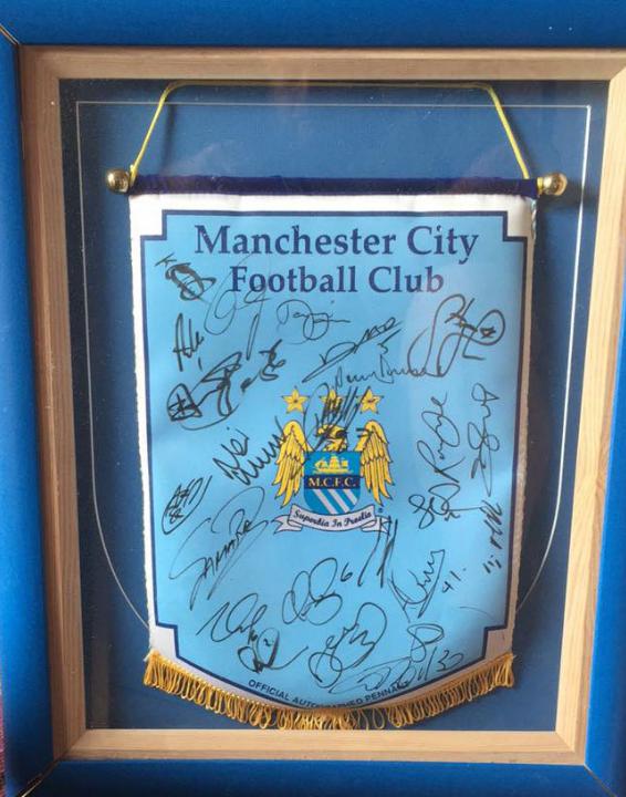 Signed Manchester City Football Pennant.