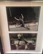 Liverpool FC Football Pictures. Two large black and white photographs framed, mounted and glazed.