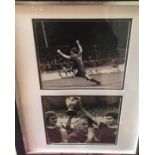 Liverpool FC Football Pictures. Two large black and white photographs framed, mounted and glazed.