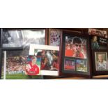 Signed Football Items. Framed pictures, mounted pictures.