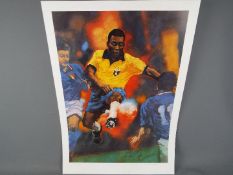 Pele - A limited edition print depicting Pele in the 1970 World Cup Final against Italy by C. M.