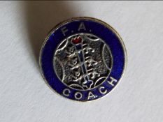 Football Association - an F.A. Coach lapel badge with enamel decoration, approx 1.