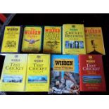 Wisden Cricket - nine hardback books relating to Cricket to include tests, grounds, cricketers, etc,