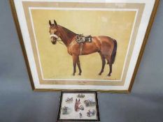 A print depicting Red Rum by Neil Cawthorne signed in pencil by Donald McCain,