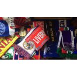 Football Scarves. Twenty football scarves collected by a Liverpool FC supporter on European travels.