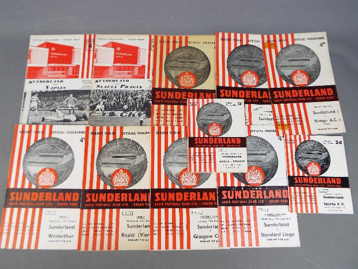 Sunderland FC Football Programmes. Home issues versus foreign opposition 1950s / 1960s.