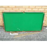 A Joe Davis Billiards Table, 154 cm x 78 cm, with cues and balls.