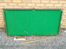 A Joe Davis Billiards Table, 154 cm x 78 cm, with cues and balls.