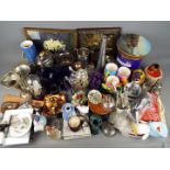 A mixed lot to include ceramics, glassware, plated ware, camera, pictures and similar, two boxes.